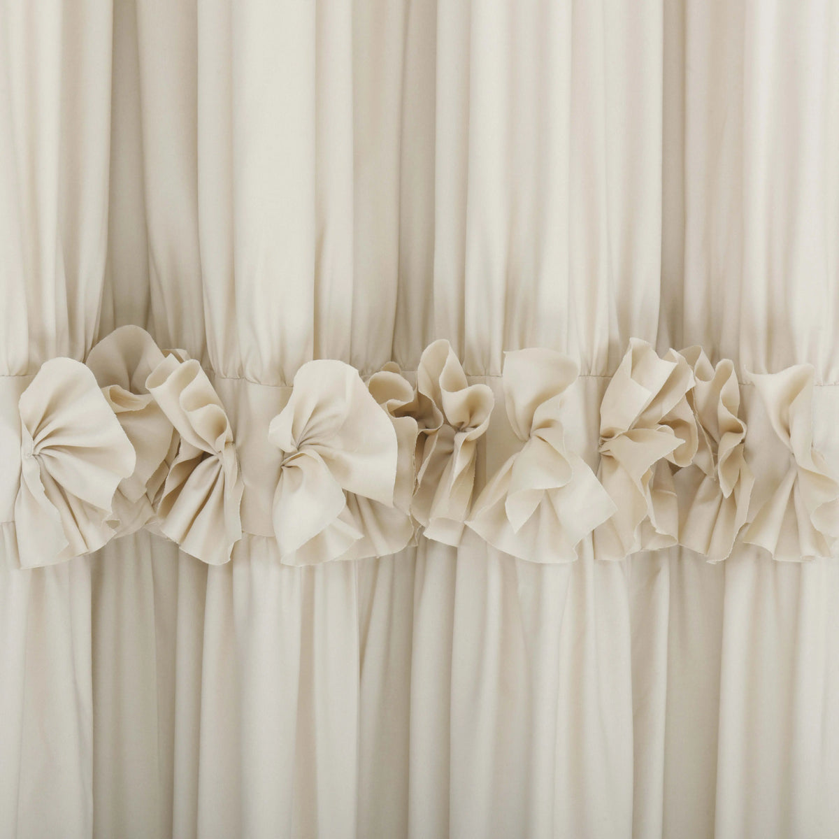 HIG Farmhouse Ruffle Window Curtains withBlackout Liner Handmade Bow Ties Drapes 2Panels Set curtain livingroom curtain edges(100x84 size only one panel)