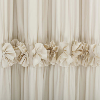 HIG Farmhouse Ruffle Window Curtains withBlackout Liner Handmade Bow Ties Drapes 2Panels Set curtain livingroom curtain edges(100x84 size only one panel)