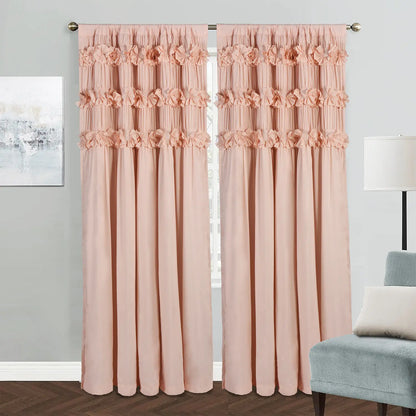 HIG Farmhouse Ruffle Window Curtains withBlackout Liner Handmade Bow Ties Drapes 2Panels Set curtain livingroom curtain edges(100x84 size only one panel)