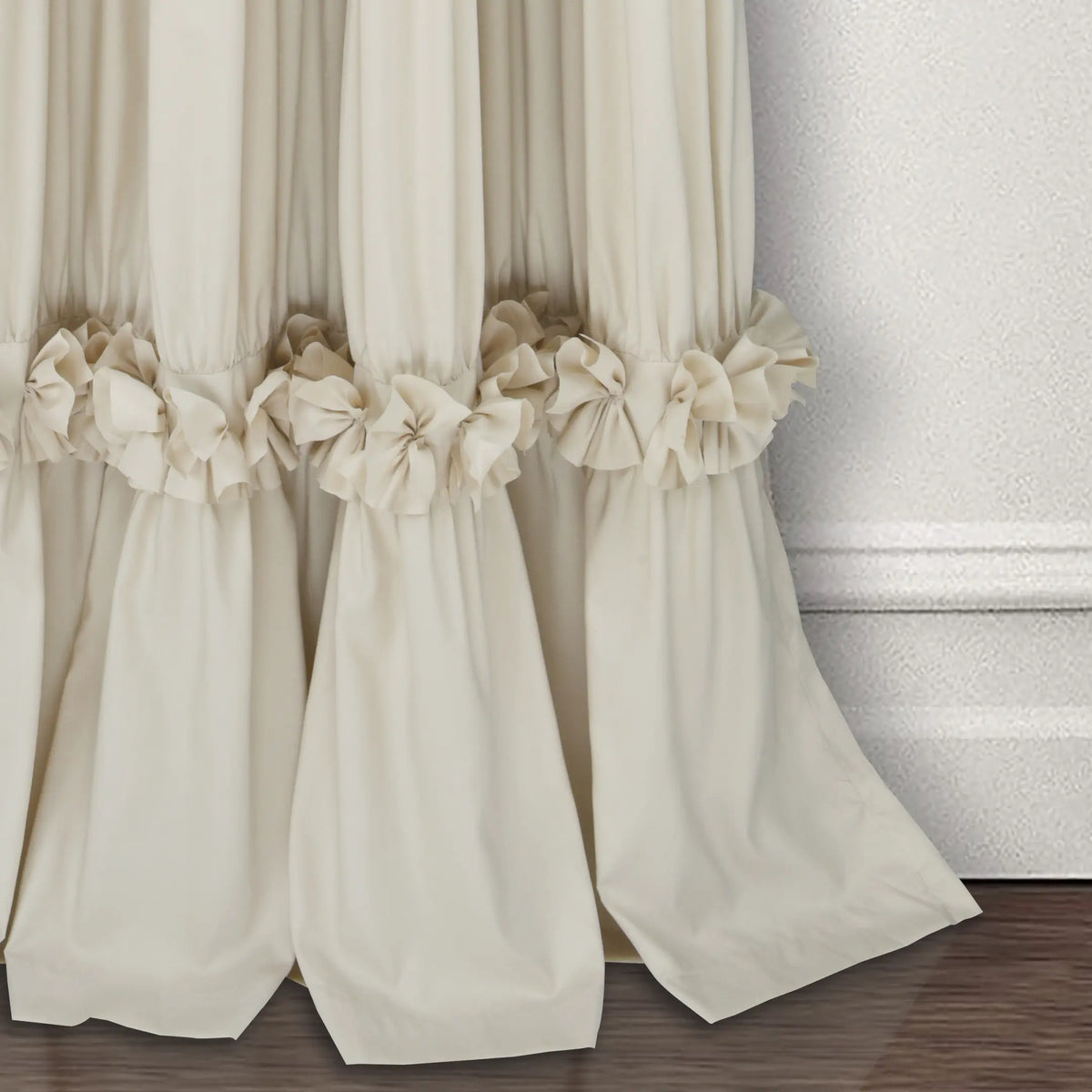 HIG Farmhouse Ruffle Window Curtains withBlackout Liner Handmade Bow Ties Drapes 2Panels Set curtain livingroom curtain edges(100x84 size only one panel)